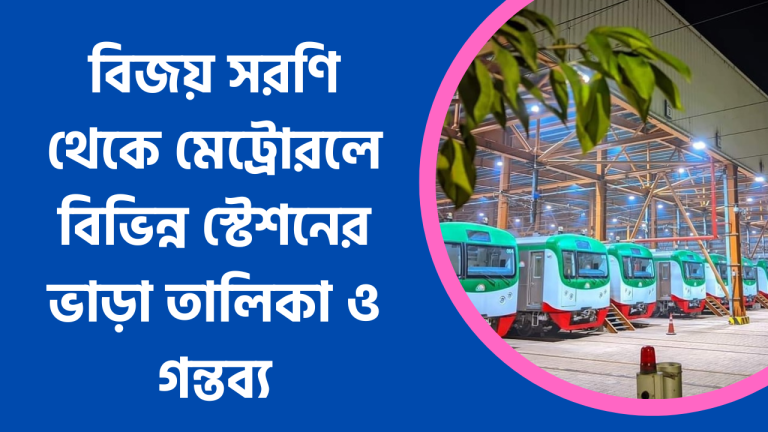 বিজয় সরণি থেকে মেট্রোরলে বিভিন্ন স্টেশনের ভাড়া তালিকা ও গন্তব্য